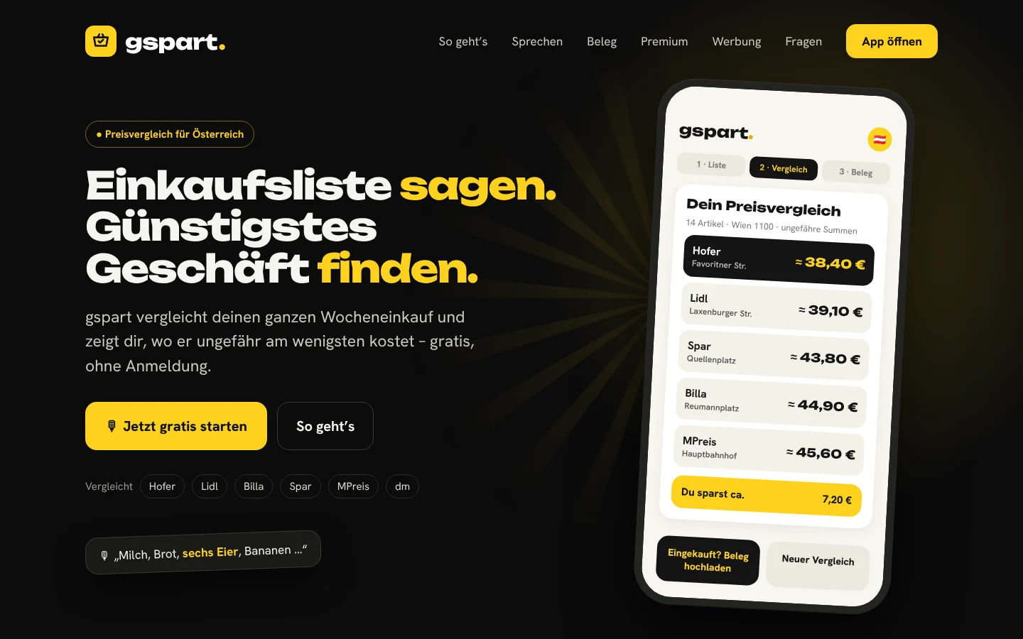gspart. – Ansichten der App