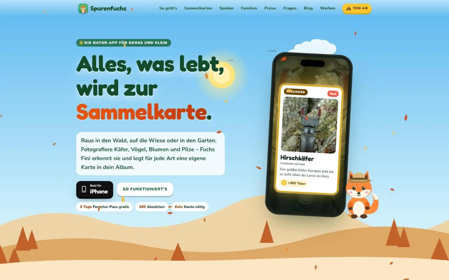 Spurenfuchs – Ansichten der App
