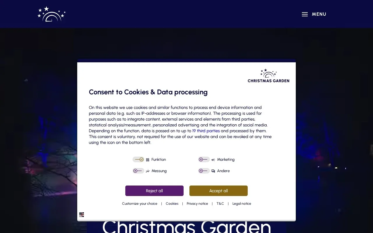 Website Christmas Garden – Startseite