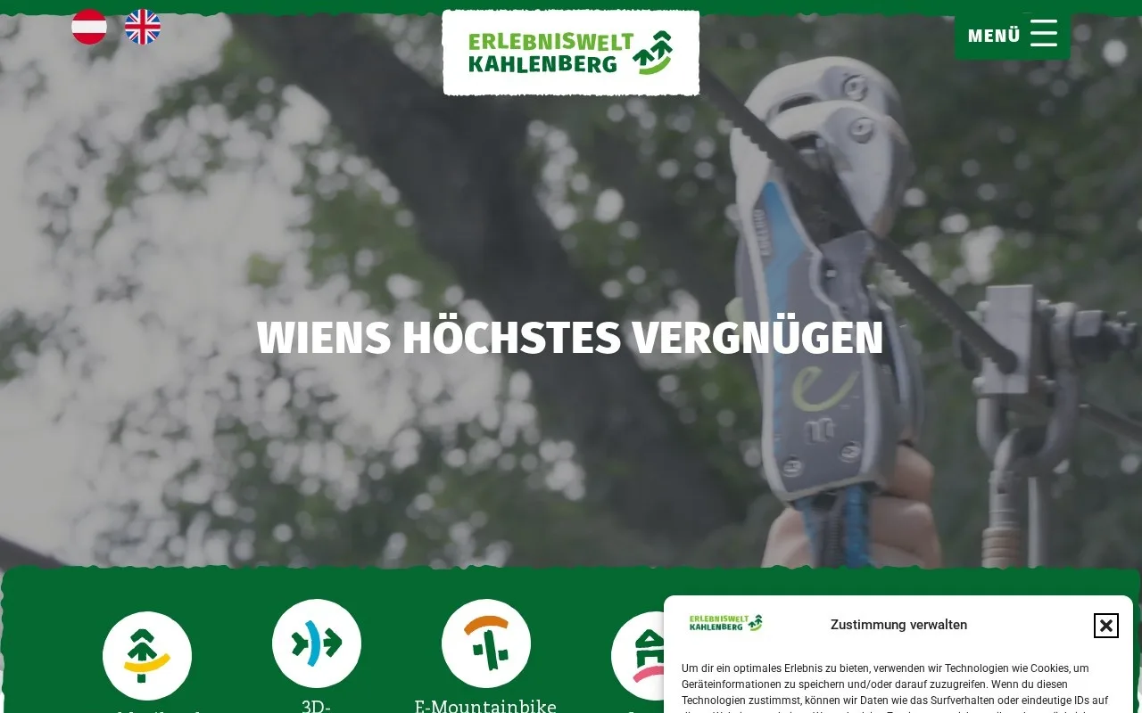 Website Erlebniswelt Kahlenberg – Startseite