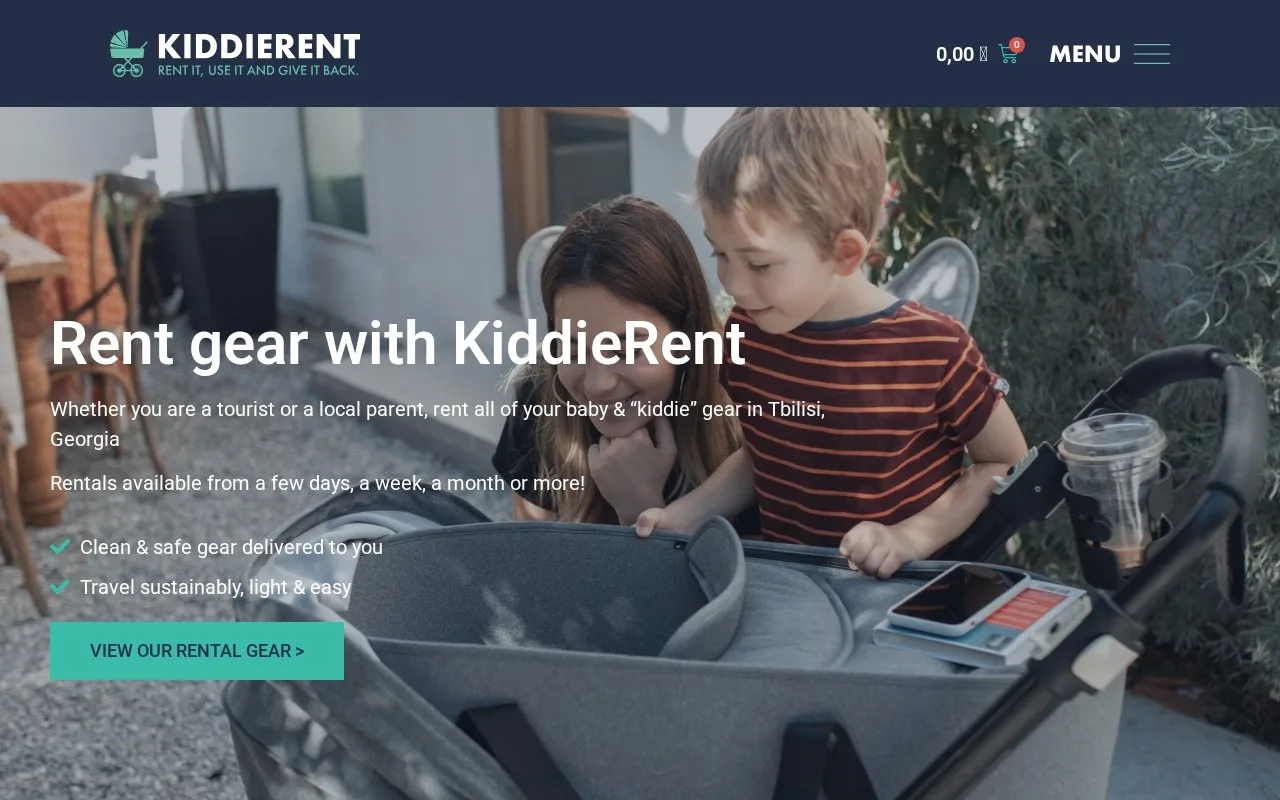 Website KiddieRent – Startseite