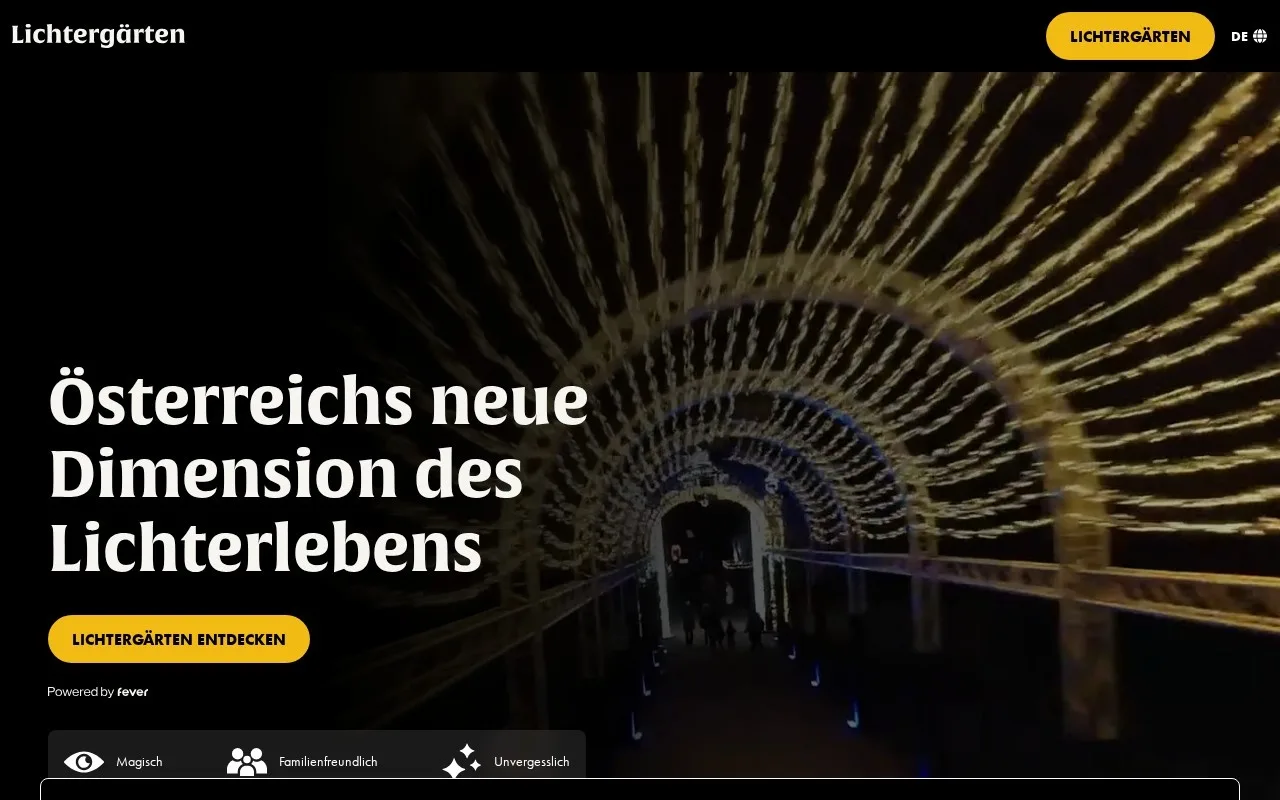 Website Lichtergarten – Startseite