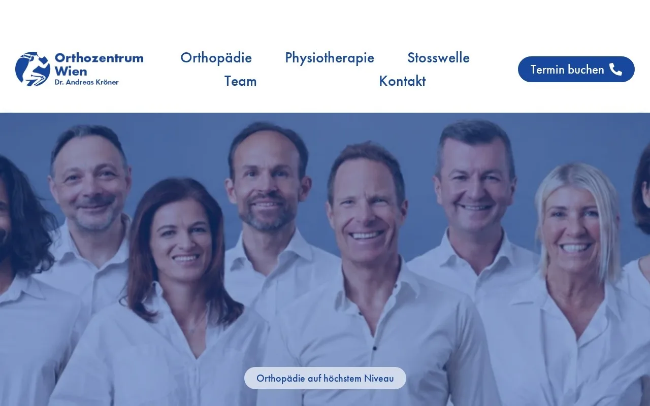 Website Orthozentrum Wien – Startseite