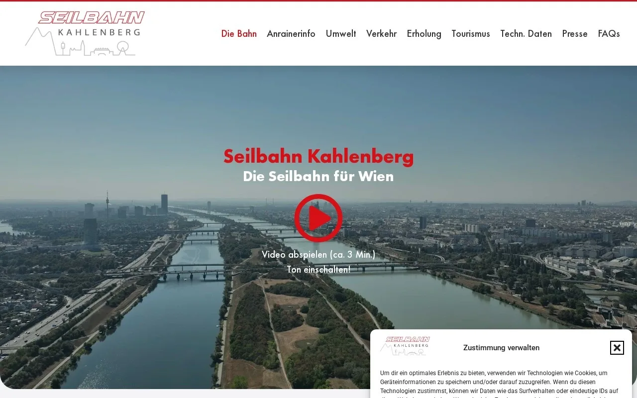 Website Seilbahn Kahlenberg – Startseite