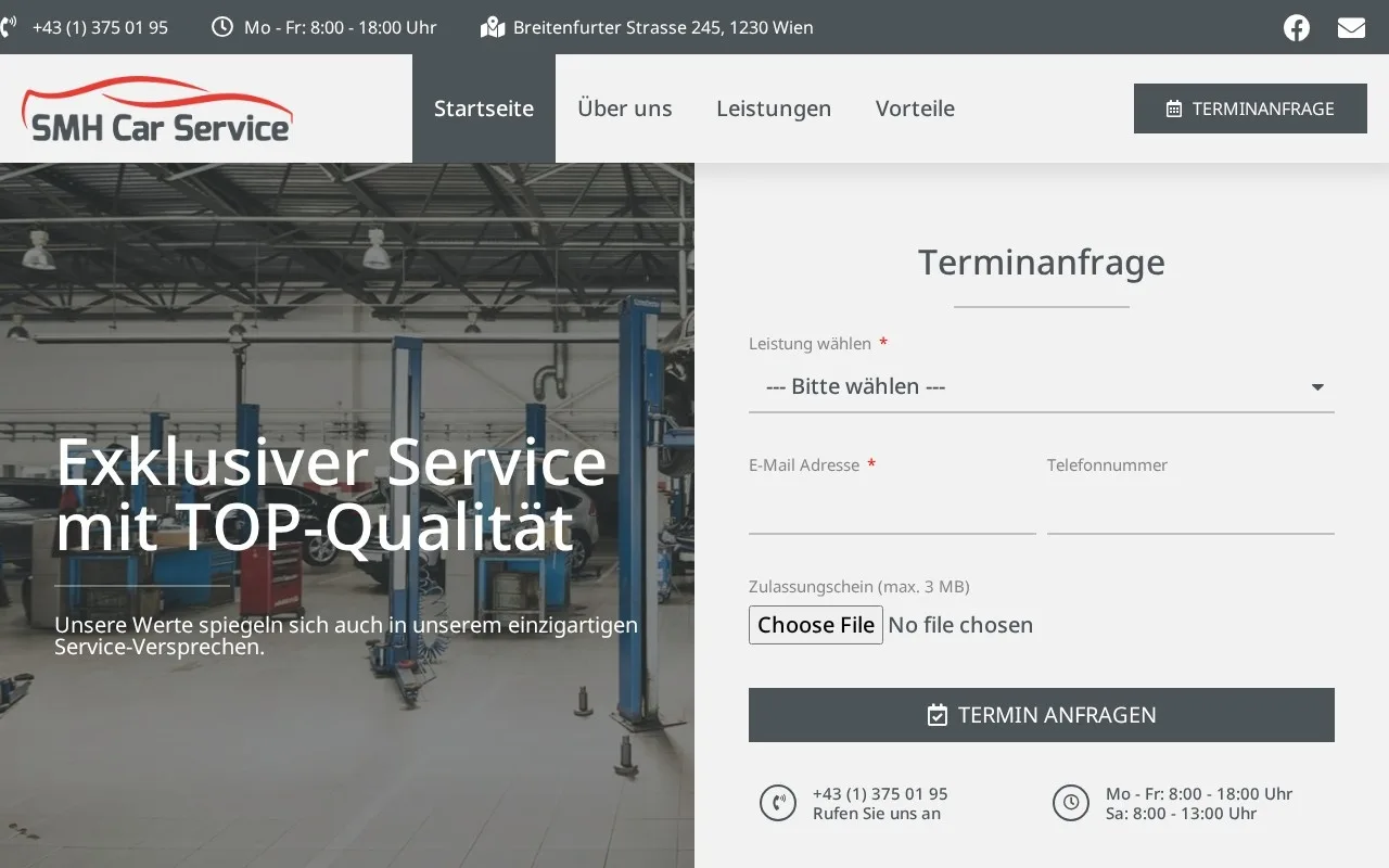 Website SMH Car Service – Startseite