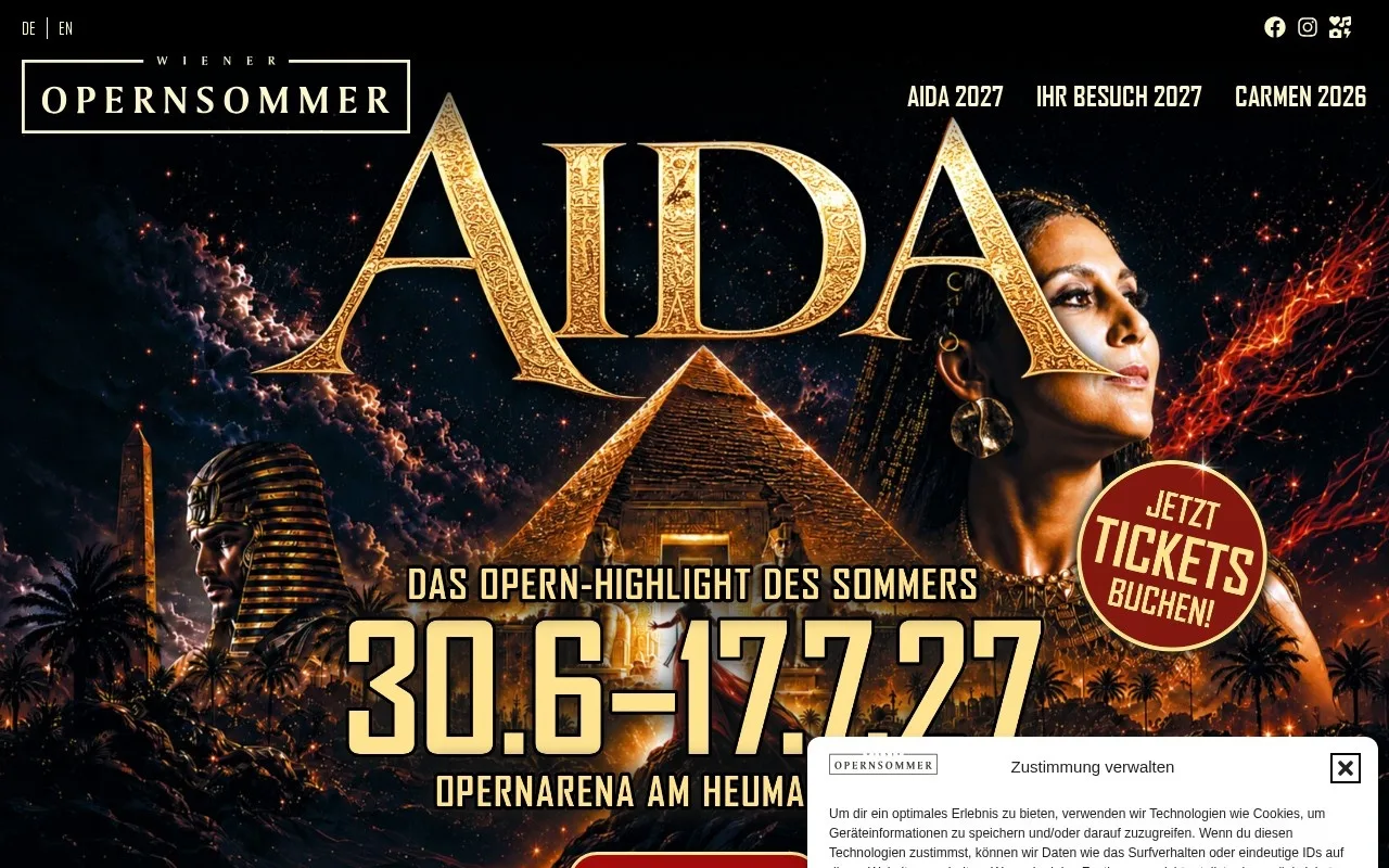 Website Wiener Opernsommer – Startseite